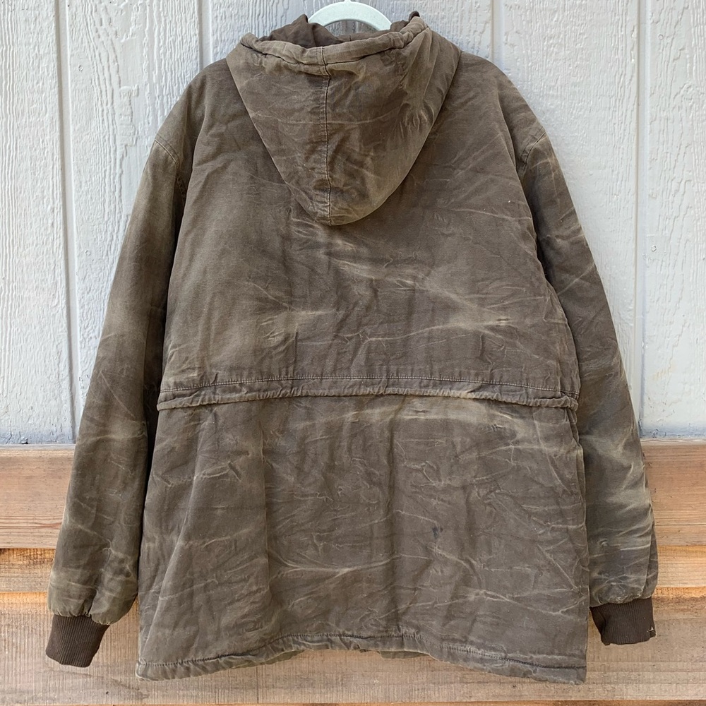 IVFZ heavy quilted distressed khaki canvas army utility jacket full zip coat - Picture 5 of 12